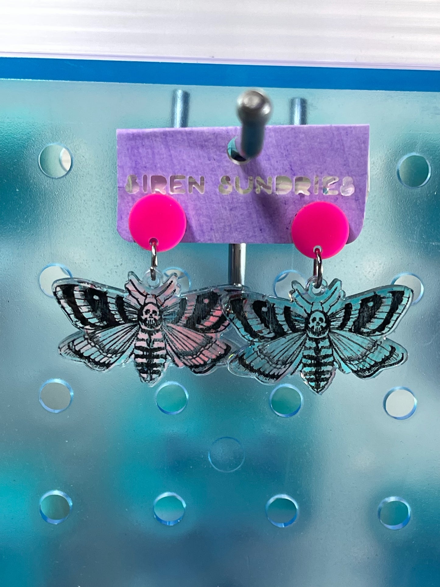 IRRIDESCENT MOTH DANGLE EARRINGS