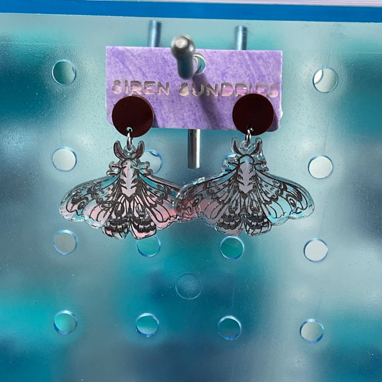 IRRIDESCENT MOTH DANGLE EARRINGS