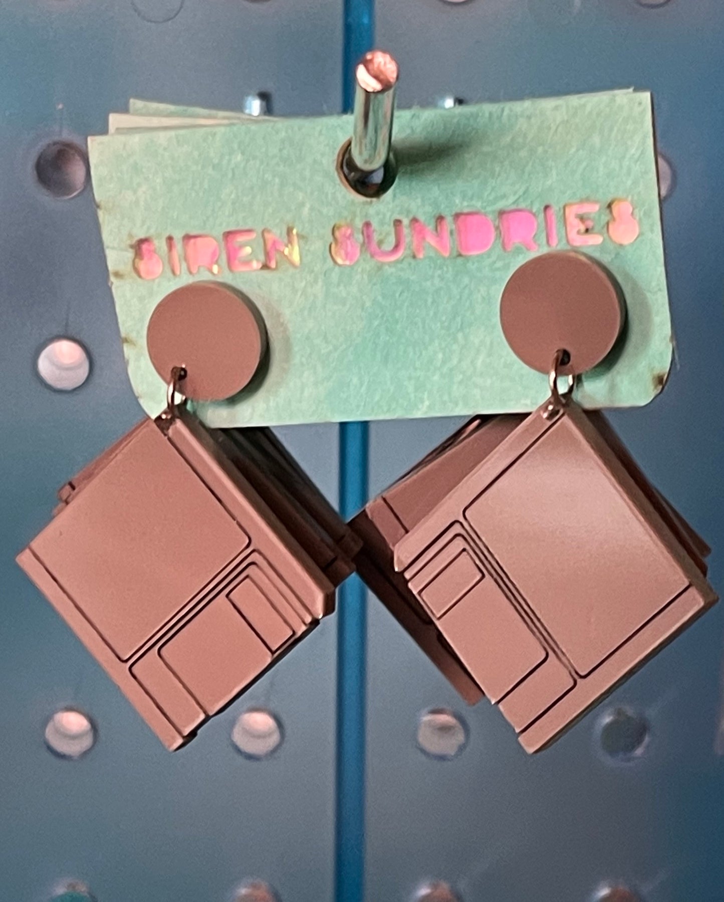 FLOPPY DISK DANGLE EARRINGS