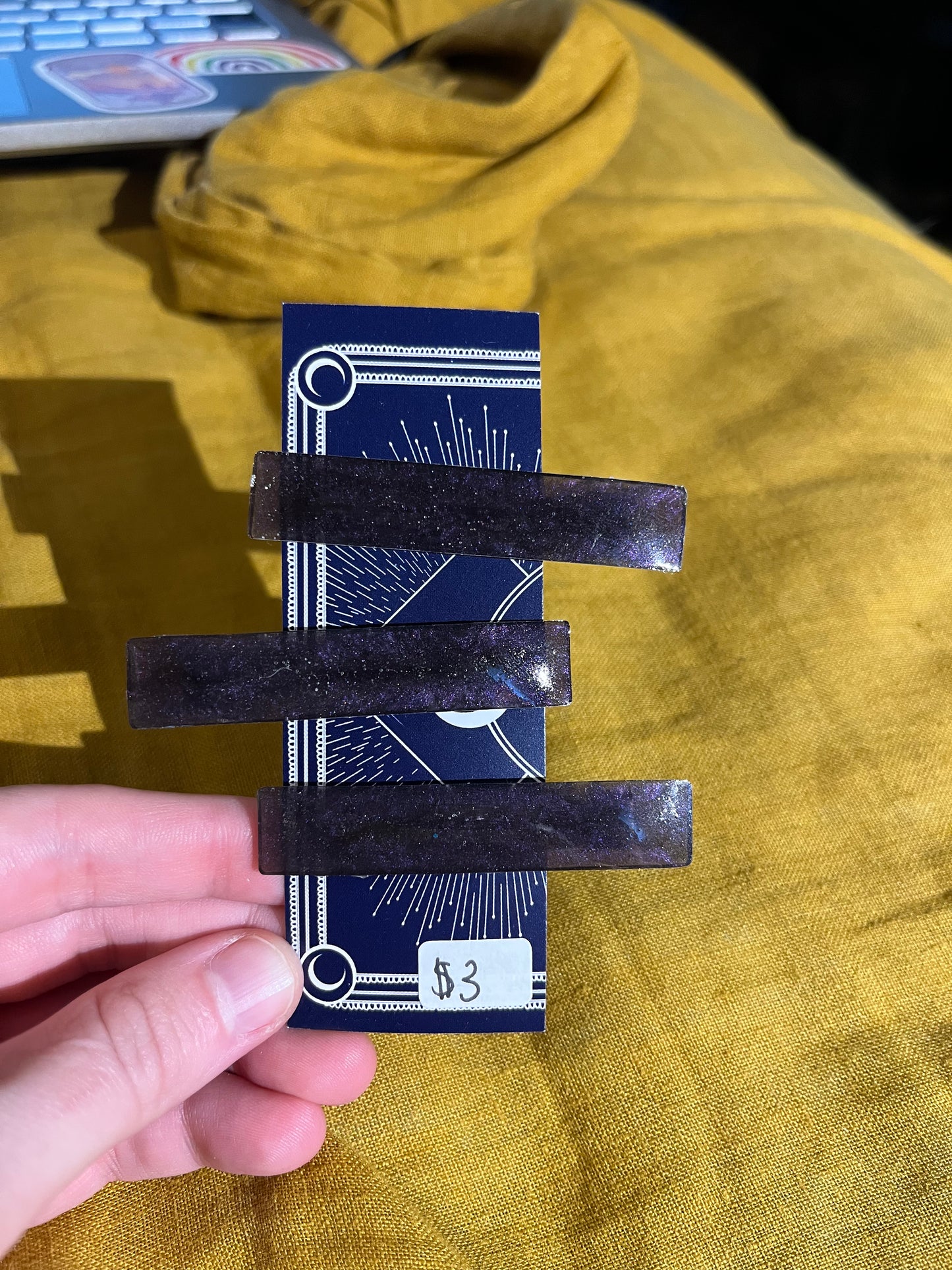 Deep Purple Rectangular Resin Hair Clips