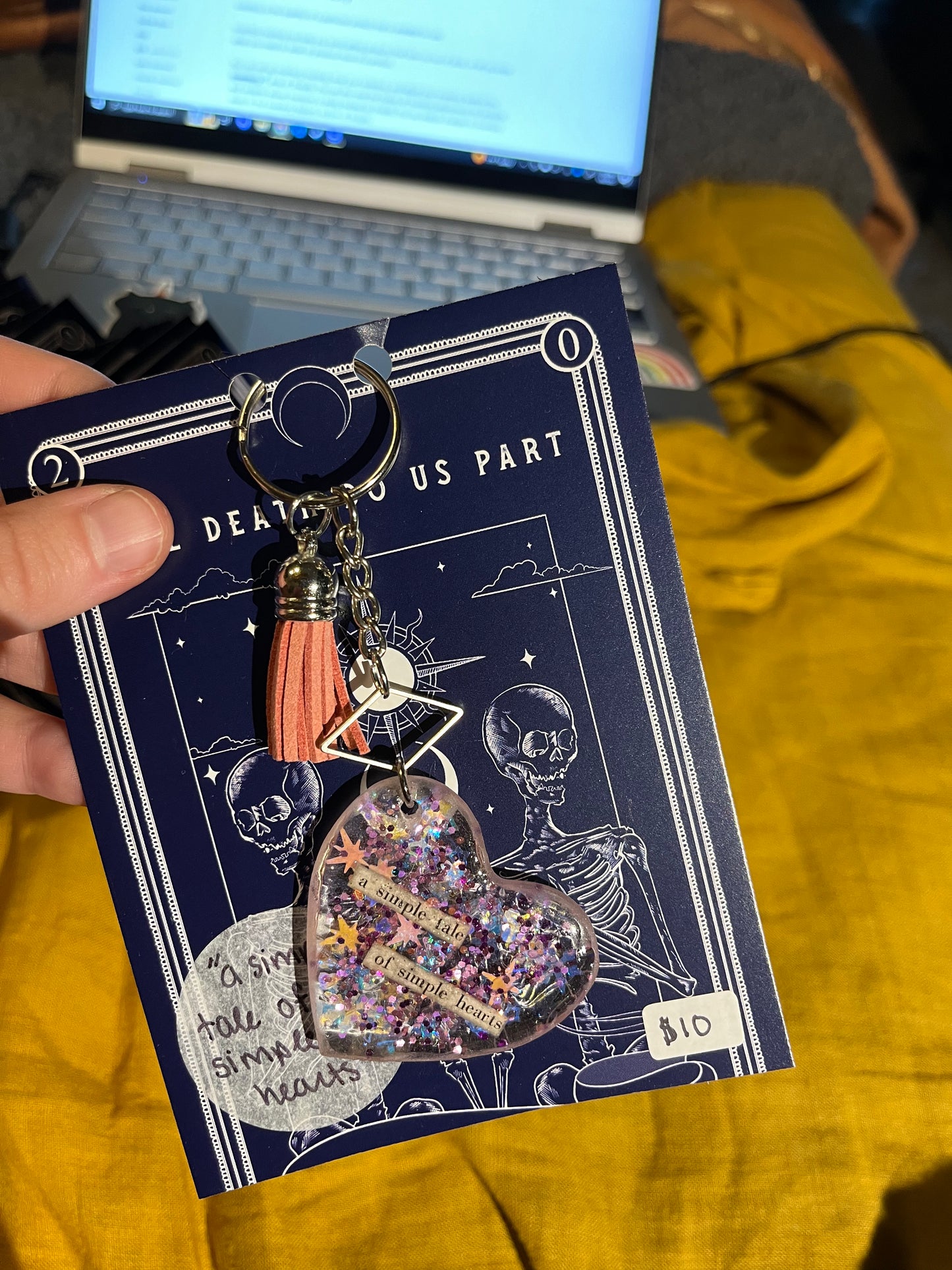 A Simple Tale of Simple Hearts Resin Collage Keychain