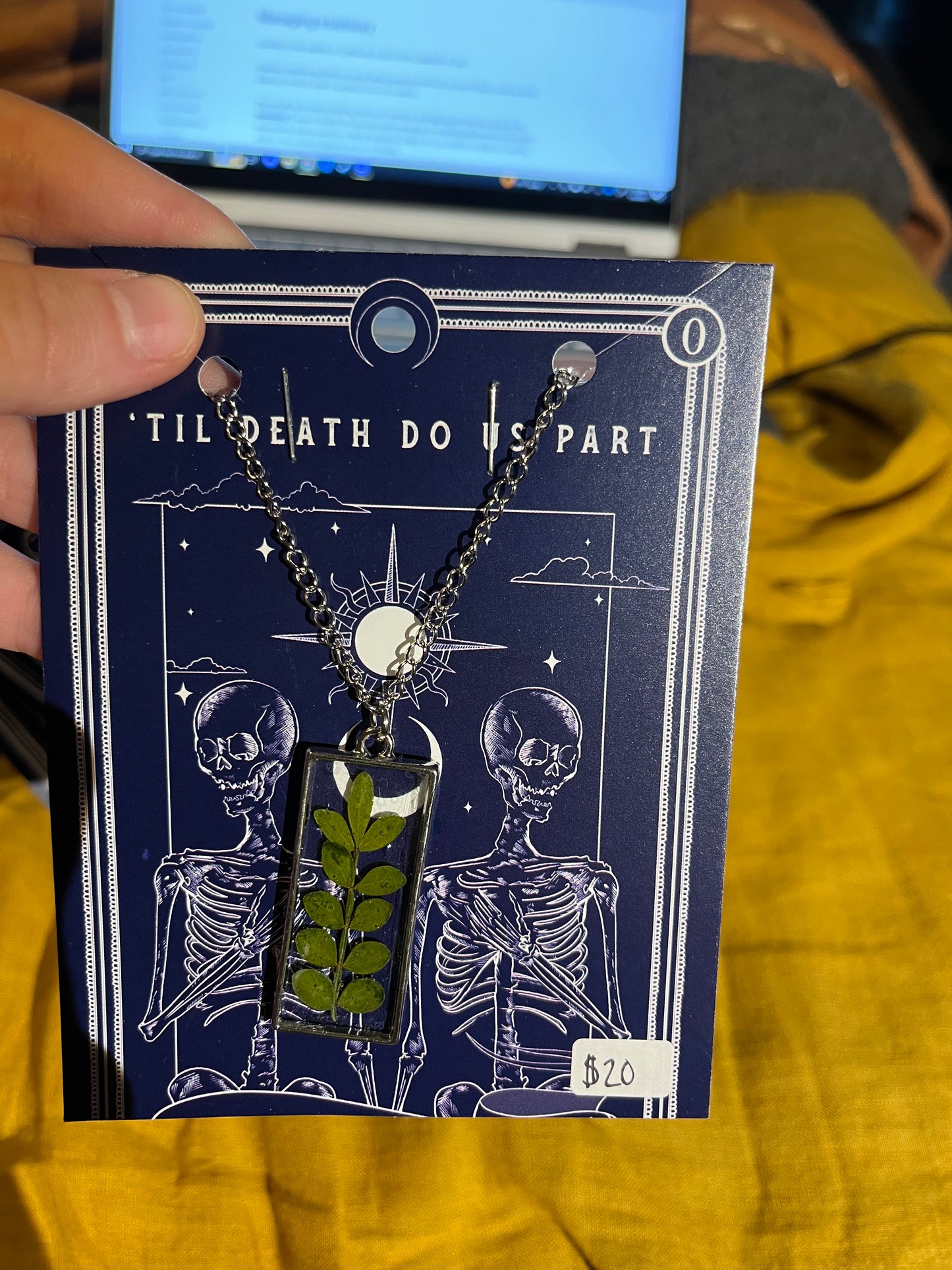 Long Plant Frame Resin Necklace