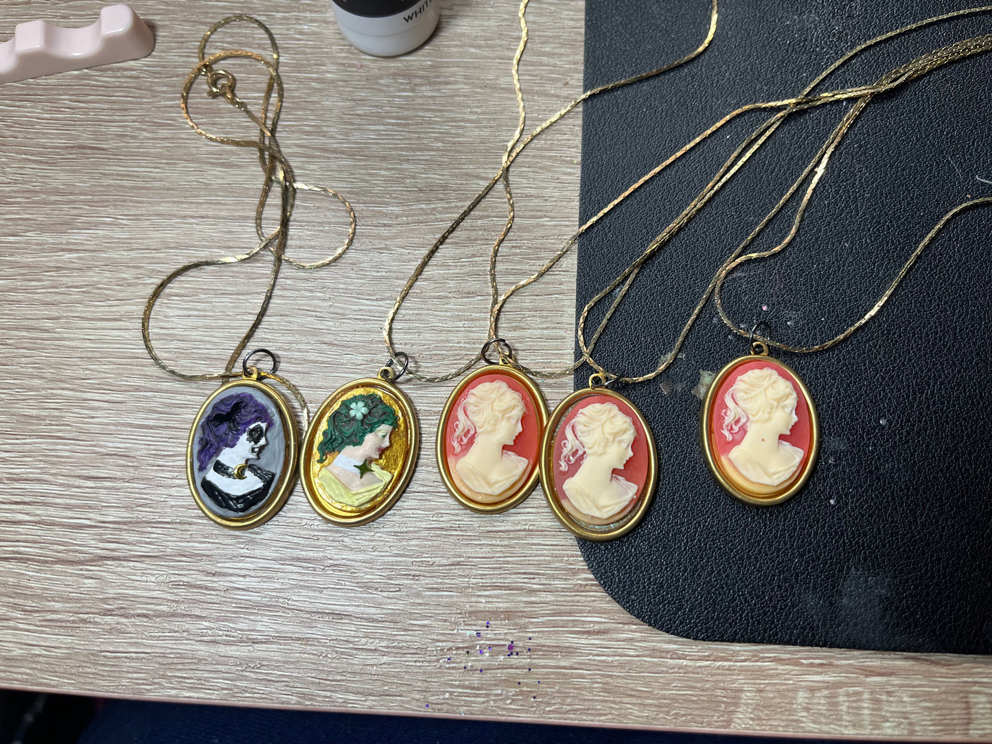 Hand Painted Cameo Slider Necklaces