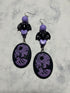 Purple Skeleton Cameo Earrings