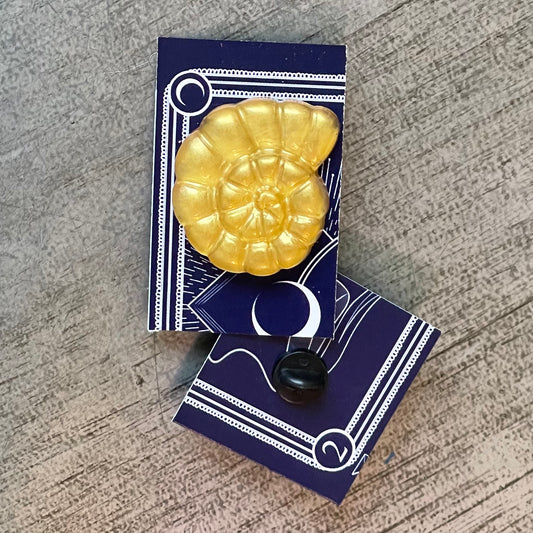 Gold Nautilus Shell Resin Pin