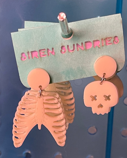 Skeleton Acrylic Dangling Stud Earrings