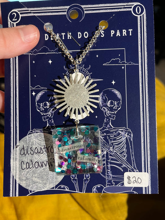 Disastrous Calamity Resin Collage Necklace