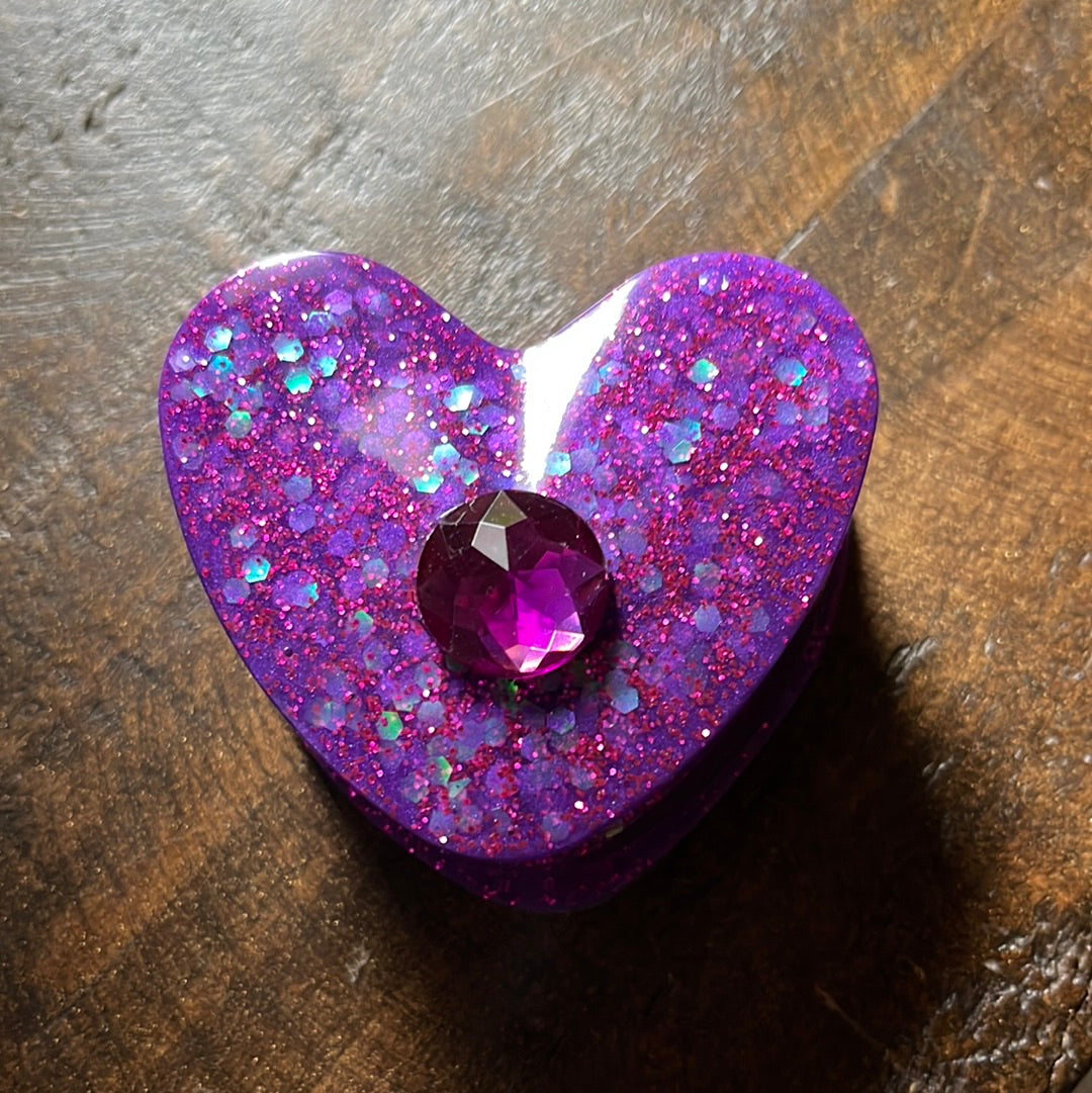 Purple Glitter Heart-Shaped Resin Box