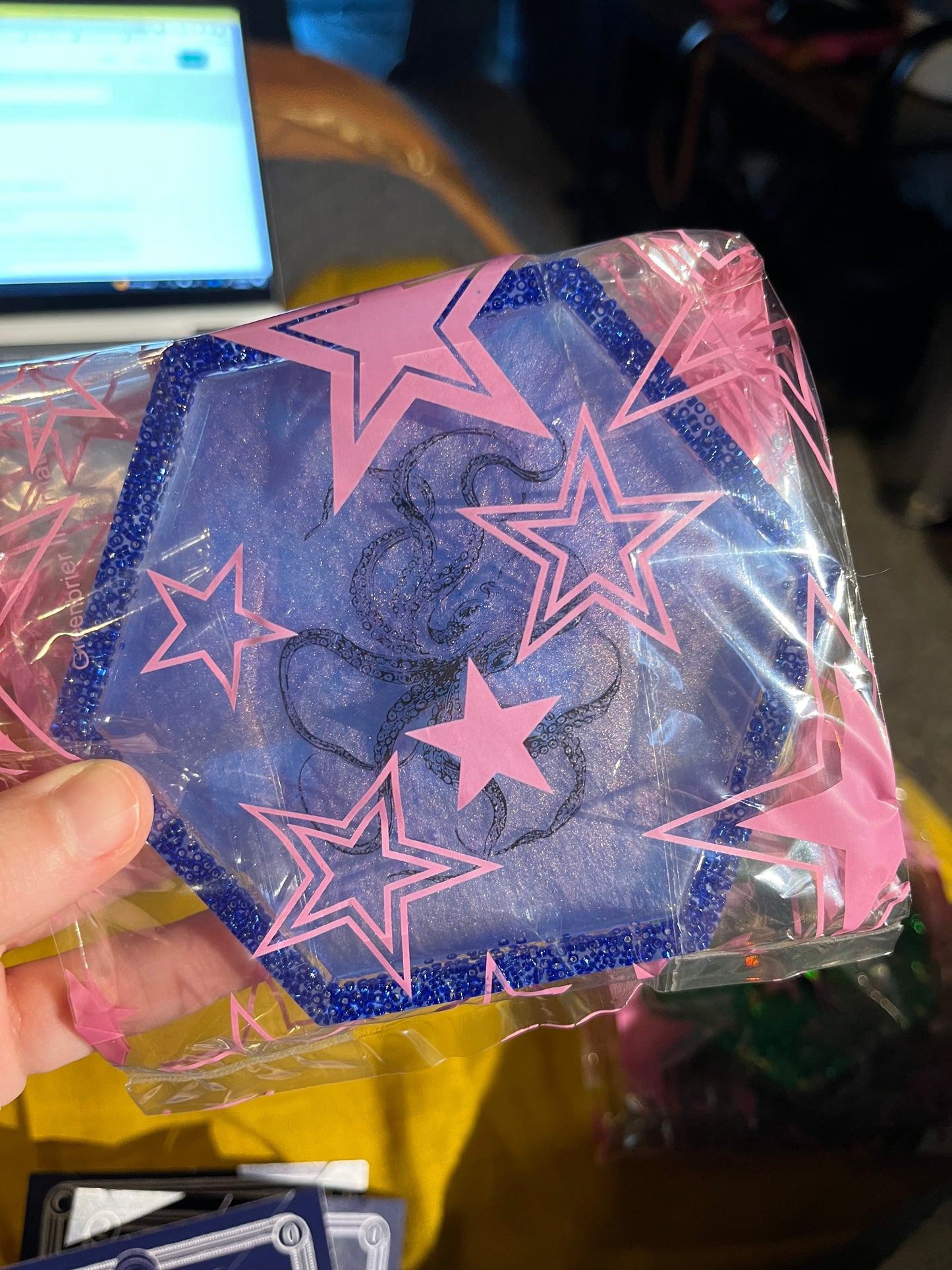 Blue Octopus Resin Coaster